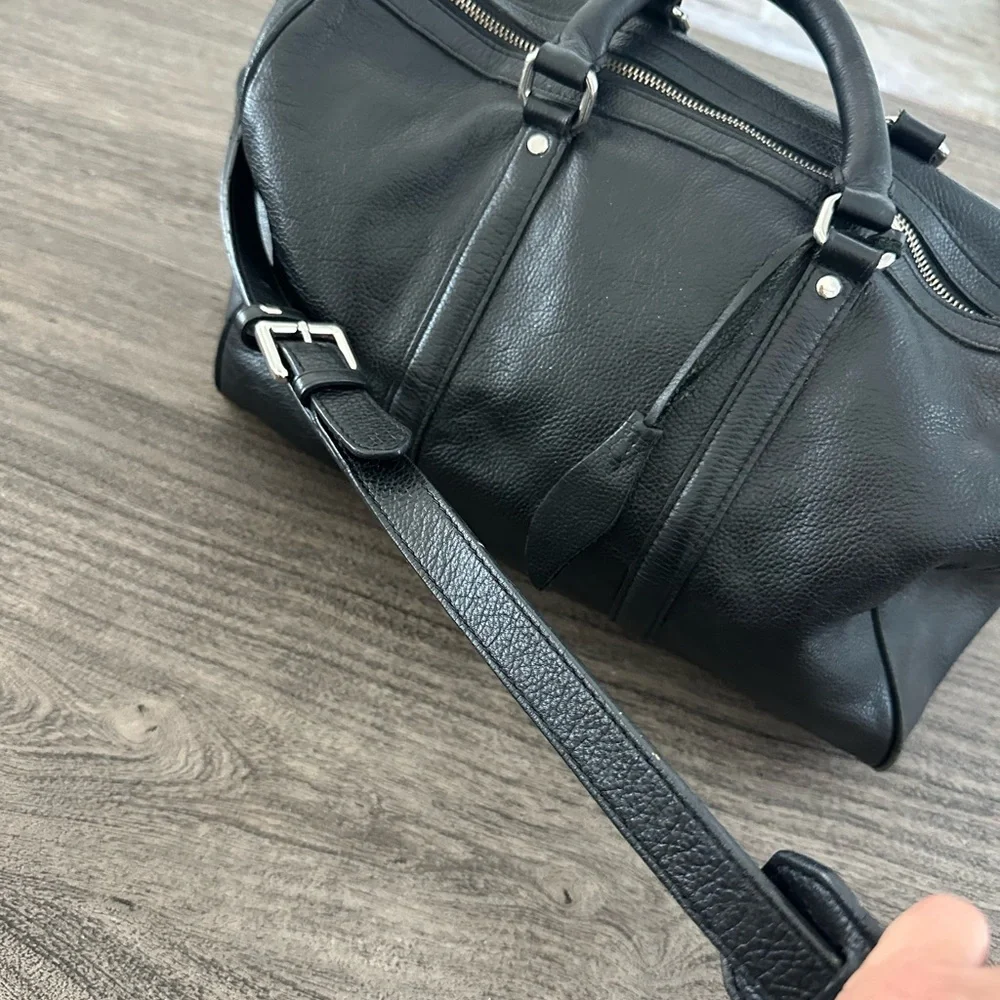 Charles Jourdan Black‎ Leather Duffel Bag